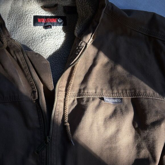 Wolverine Sherpa Lined Canvas Jacket Men’s L Full Zip Hooded Workwear - Picture 4 of 10